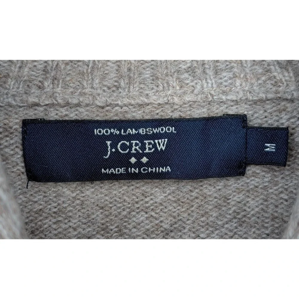 J.Crew Men's 100% Lambswool Sweater - Cozy Pullover with Shawl Collar Size Med